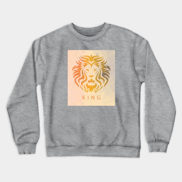 'KING' Lion Head - Orange Crewneck Sweatshirt by sleepingdogprod